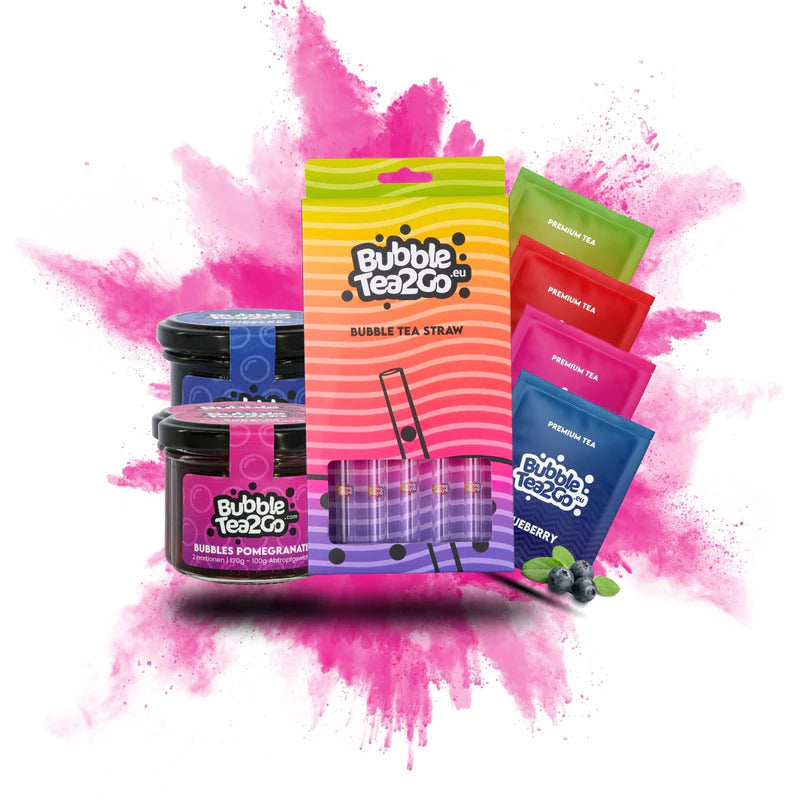 Starter Pack 4x Té Premium + 2x Burbujas + Pajitas de cristal