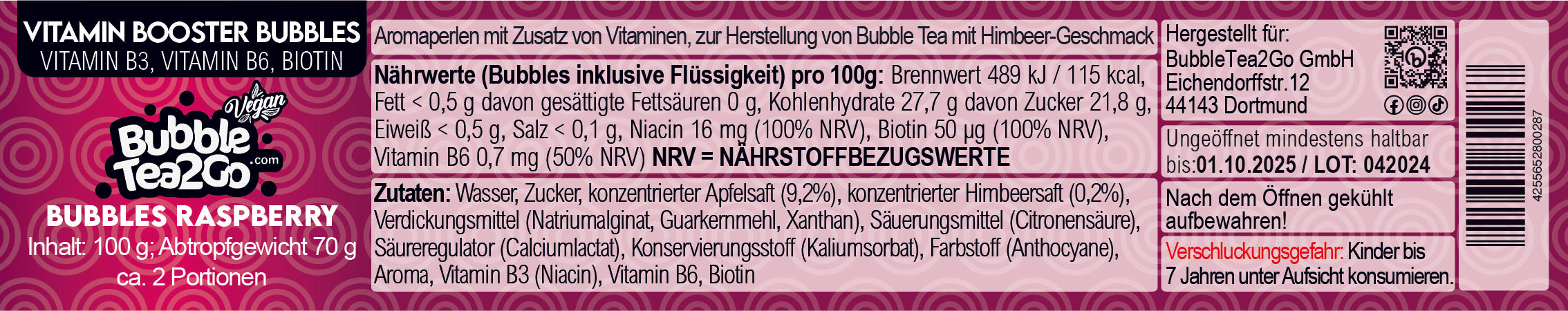 Bubbles - Frambuesa 2 porciones (120g)